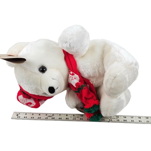 Vintage Cuddle Wit Teddy Bear Stuffed Animal Plush Christmas Holiday Scarf Hat - Picture 10 of 10